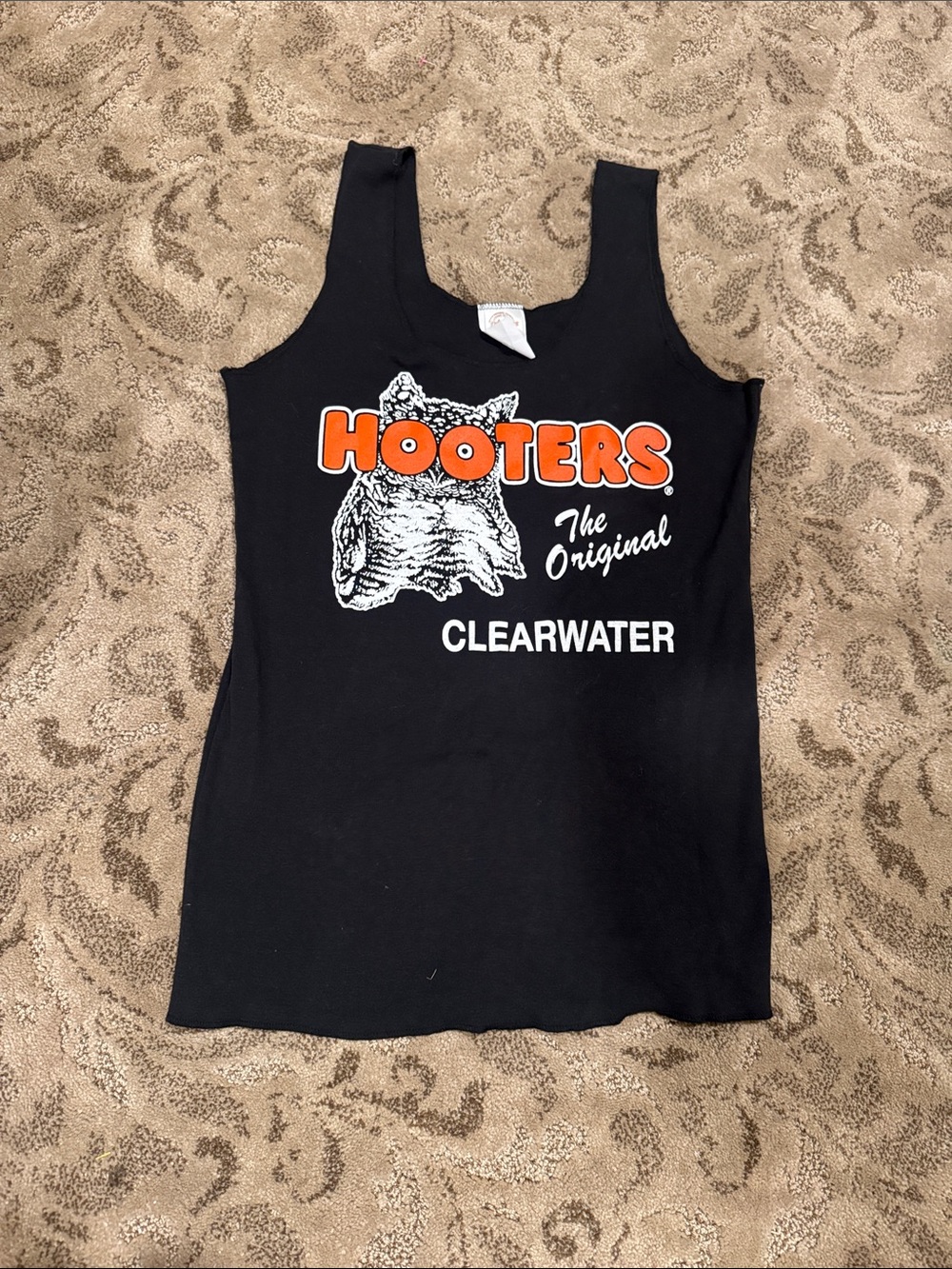 Hooters Black Tank Top with Orange Logo